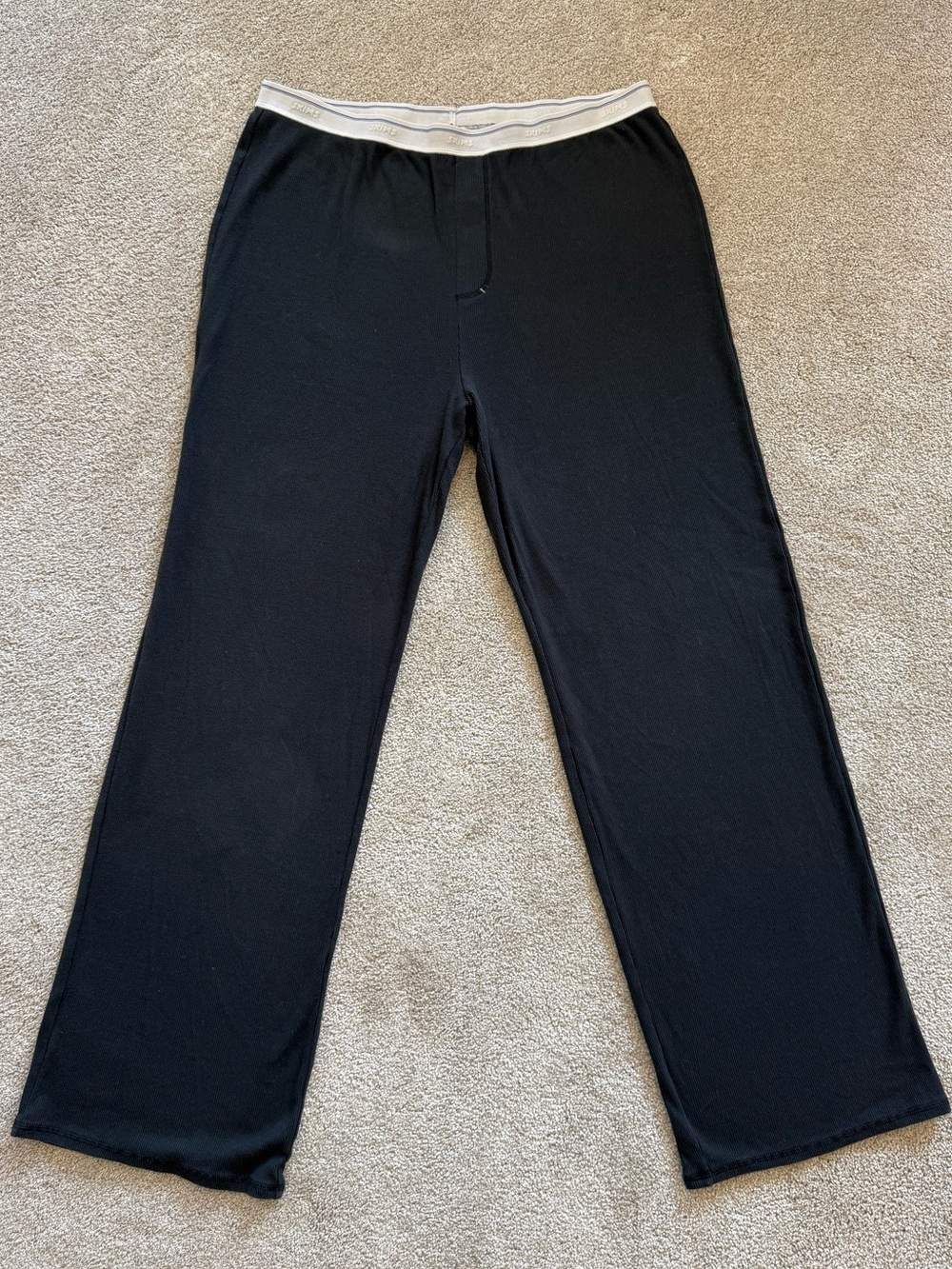 SKIMS Ribbed Lounge Pants Black Size Large Soft Cotton Blend